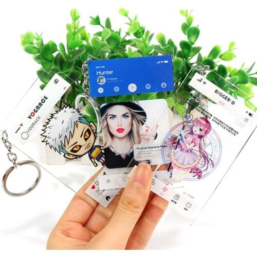 Hot sale VOGRACE cheap custom OEM cartoon anime transparent card printing plastic clear keychain with your own design