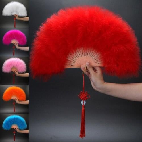 Hot Sale Feather Fan Plush Folding Hand Fan Dance Performance Stage Show photo Props Wedding Party Decoration Fans