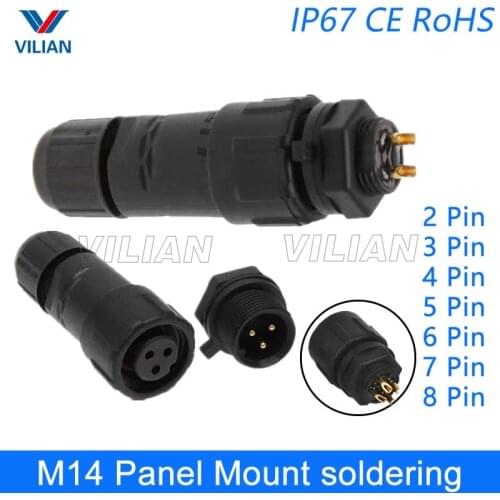 M14 waterproof Connector electric wire male female plug IP67 led outdoor display cable socket Panel Mount 1 unit