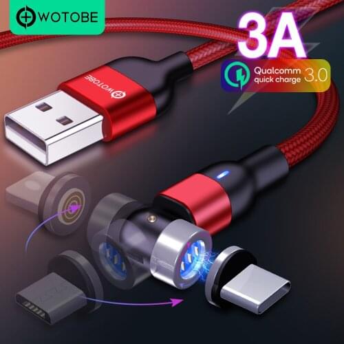 Magnetic LED Micro USB/ USB Type-C/ 8 Pin Cable 3A QC3.0 AFC fast charging for Samsung Galaxy xiaomi huawei LG mobile phone