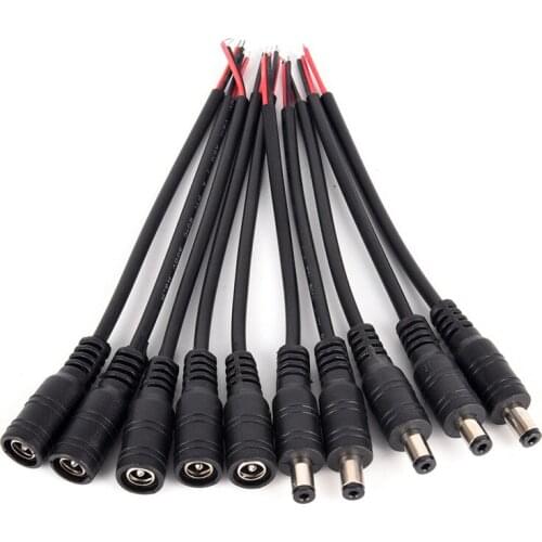 JETTING 5Pair/lot Security Copper Wire 12V Male + Female DC Power Socket Jack Plug Connector Cable Wire 5.5*2.1MM