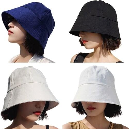 Pure Color Simple Fisherman Hat Unisex Casual All-Match Boonie Bucket Hat Soft Foldable Fashion Sun Protection Casual