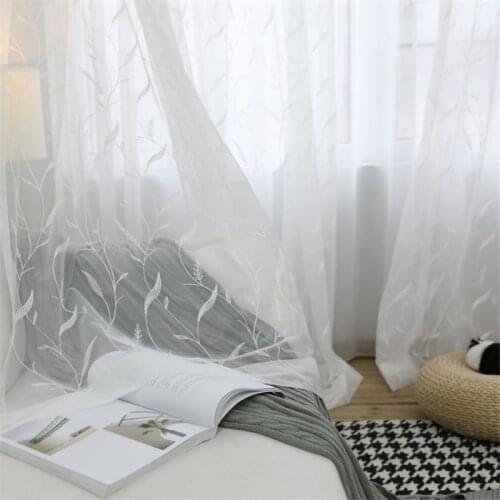Pastoral Embroidery Window Bedroom Living Room Curtain Tulle Kitchen Door Organza Curtains For Drapes