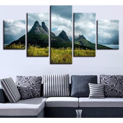 Landscape Sky Cloud Star Mountain River Hot Air Balloon 5 Piece Wall Pictures For Living Room Color Painting Art Home Decor