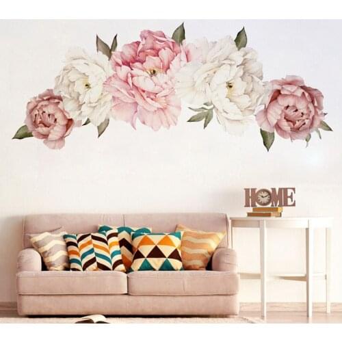 Peony Flowers Wall Sticker For Bedroom Modern Nordic Home Decoration Watercolor Flower Wall Decor Art Living Room Decoration
