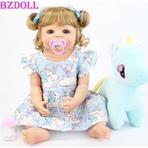55cm Full Silicone Body Reborn Baby Doll Toy For Girl Vinyl Newborn Blonde Princess Toddler Babies Bebe Bathe Birthday Gift