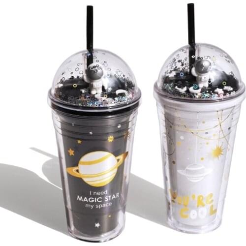 T3EC Portable Coffee Mug Plastic Water Bottle Fits Most Car Cup Holder Universe theme