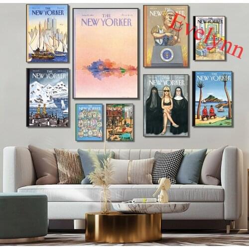 New Yorker Magazine Cover Poster View Of The World Abstract Vintage Print Hd Wall Art Retro Picture Canvas Painting Home Decor
