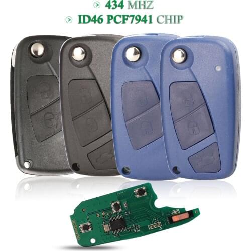 Bilchave 2/3 Buttons For Fiat 500 Punto Ducato Stilo Panda Bravo FOB 433mhz D46 PCF7941 Chip Flip Remote Key Delphi
