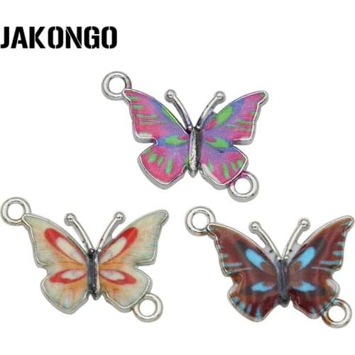 JAKONGO Blue Enamel Butterfly Connector for Jewelry Making Bracelet Accessories DIY Craft 25x15mm