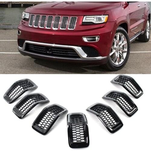 Honeycomb Mesh Grill Inserts Black Grille Rings Trim for Jeep Cherokee 2014-2018 Morden Style Front Bumper Grill Car Styling