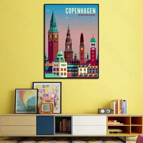 Modern Art Style Murals Unframed Painting Architecture Copenhagen Denmark Residential Bedroom Decor Living Room Canvas Paint