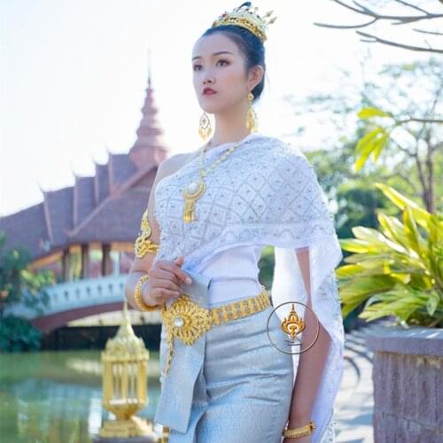 Traditional Clothing for Women Southeast Asian Style Ahom Shan Dai Custuome Songkran Ladies Top Skirt Sets Clothes Thai Dress