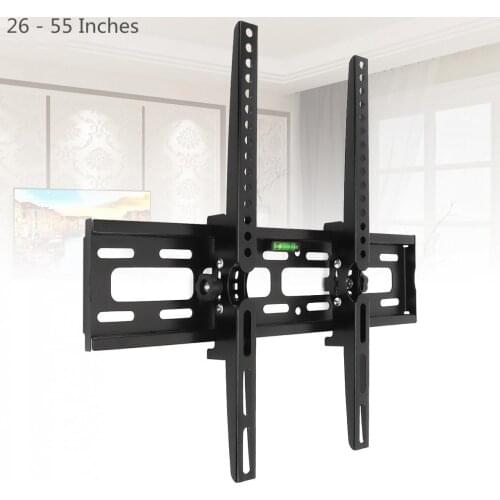 Universal 30KG Adjustable TV Wall Mount Bracket Flat Panel TV Frame Support 15 Degrees Tilt with Level for 26 - 55 Inch LCD LED