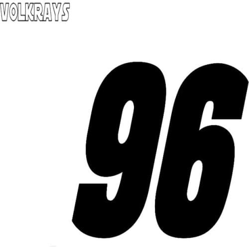 Volkrays Fashion Car Sticker Number 96 Graphical Accessories Reflective Waterproof Sunscreen Vinyl Decal Black/Silver,16cm*16cm