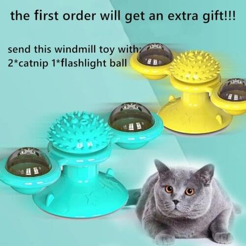 Windmill Cat Turntable Teasing Funny Toy Cat Scratching Tickle Toy Pet Cat Toothbrush With Catnip Whirling Ball Puzzle Molar Toy