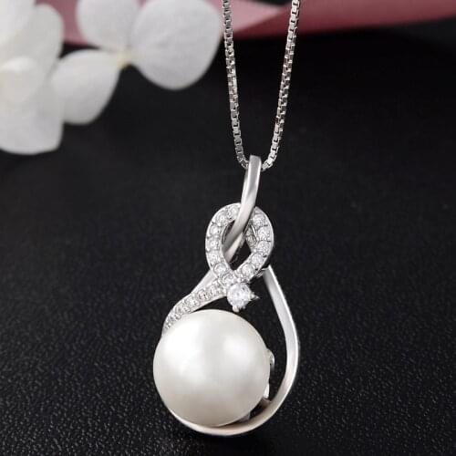 925 Sterling Silver Natural Freshwater Pearl Necklace Women Pendant Fine Silver 925 Jewelry Bizuteria Collares Mujer Pendant Box