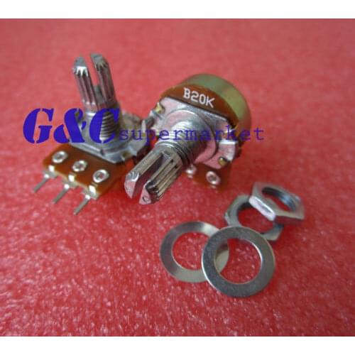 10pcs 1M Ohm B1M Knurled Shaft Linear Rotary Taper Potentiometer diy electronics