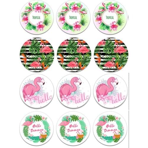 24/48pcs Cute Flamingo Pattern Round Stickers Kawaii Dream Animal Anime Cartoon Sticker Gift Box Labels For Diary Hand Account