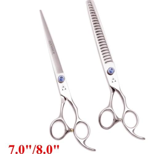 50Pcs 7 8.0 Dog Grooming Scissors Curved Pet Cat Hair Grooming Barber 440C Japan Animals Hair Cutting Thinning Tools Kit 4004