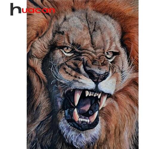 Huacan Diamond Embroidery Complete Kit Lion 5D Full Diamond Painting Animals Mosaic Cross Stitch Handicraft Decoration Home