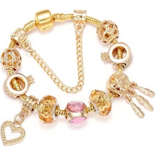 Boosbiy European Style Charm Bracelets With Dreamcatcher Beads DIY Brand Bracelets for Women Heart Jewelry Gift Dropshipping