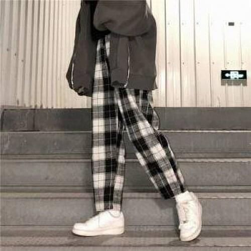 Dropshipping Harajuku Plaid Pants For Women Trousers 2021 Streetwear Woman Harem Pants Autumn Ladies Causal Pants Plus Size