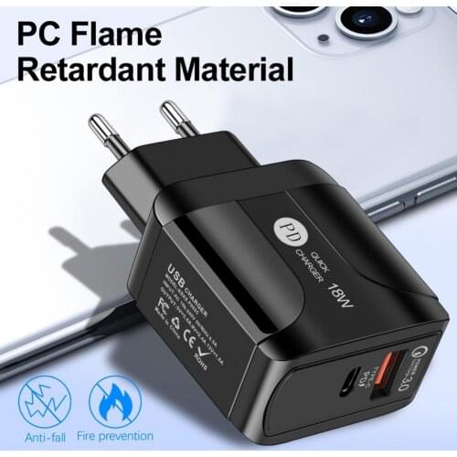 Quick Charge QC 3.0 PD 18W USB Charger Fast Charging EU US Plug Wall Adapter For iPhone Samsung Xiaomi Mobile Phone Charger
