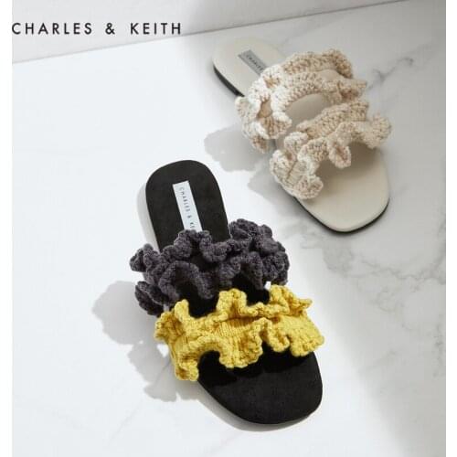 CHARLES&KEITH New Arrival for Autumn 2021 CK1-70920076-A Ladies oil painting crocheted flat slippers