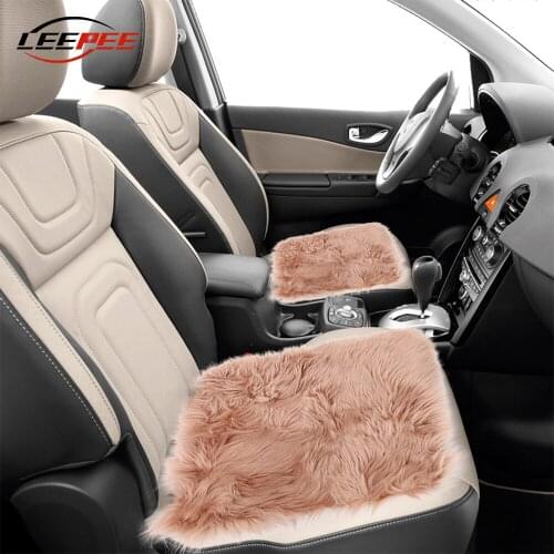 LEEPEE Imitation Wool Car Seat Cover Seat Cushion Mat Soft Fluffy For Warm Winter Anti Cold Auto Interior Accessories