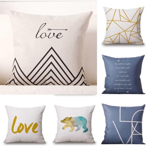 Mountain Love Bear Pillow Case Linen Cushion Cover For Bedroom Home Decor 18"