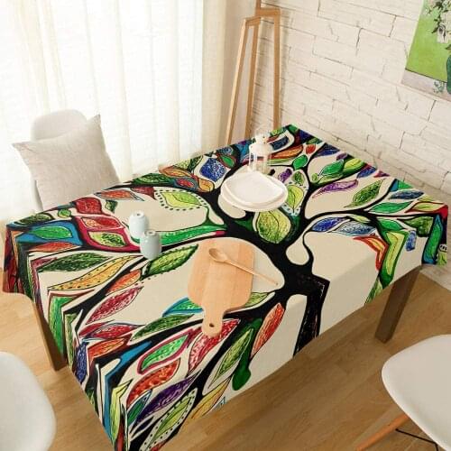 Tree of Life Durable Waterproof Washable Polyester Fabric Table Cloth for Dining Camping Gathering and Outdoor Use