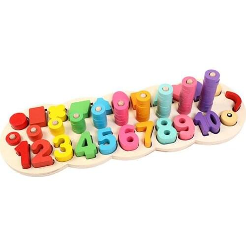 Montessori Kids Counting And Stacking Board Math Toy Coloful Children Preschool Teaching Wooden Learning Educational Infant Toys