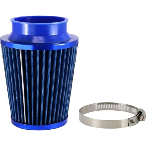 Blue 3'' Car High Flow Cone Cold Air Intake Filter Cleaner Rust Proof