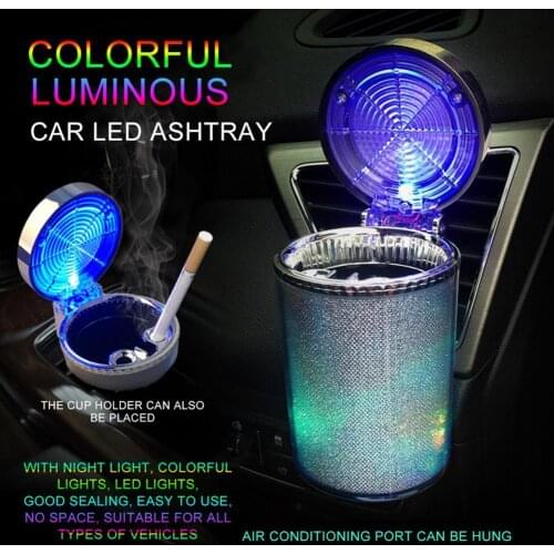 Personalized Convenient ashtray Portable Smokeless Car Ashtray Container Cup Holder with LED Indicator Light