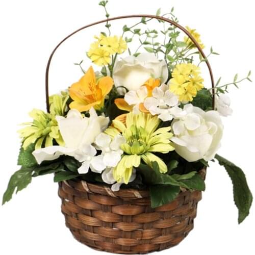 Pot Simulation Bouquet Floral Flower Basket PVC Home Decorations Wall Hanging Gift For Wedding Party Artificial Plants