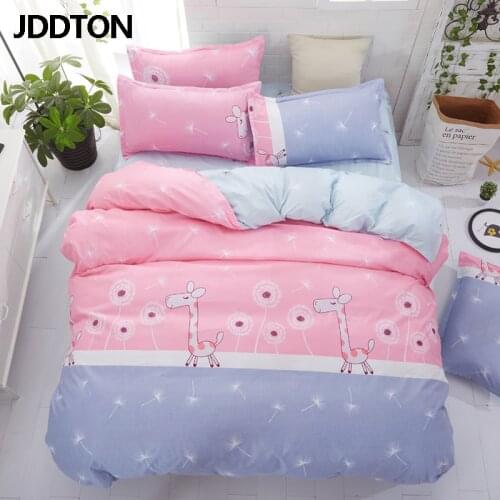 JDDTON Lovely Style Bedding Set AB Side Bed Set Skin-Friendly Color Pattern Duvet Cover Sheet Pillowcase Set High Quality BE045