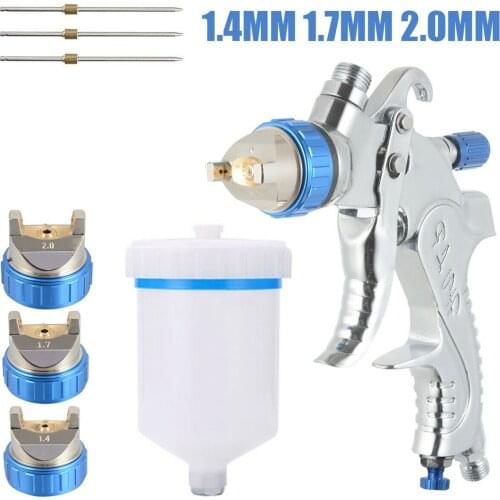600CC Cup Car Vehicle HVLP Paint Sprayer Kit Air Regulator Gravity Feed 3 Nozzles