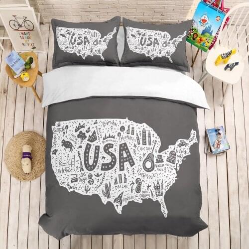 3 Piece World Map Bedspread Bedding Set Kids Girls Bedding Room Comforter Bedding Sets Decor juego De Cama