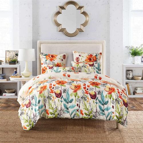 European Flower Style Bedding Sets Floral Printed Summer Double/Queen/King Bed Set 1 Duvet Cover + 1/2 Pillowcases For Bedroom