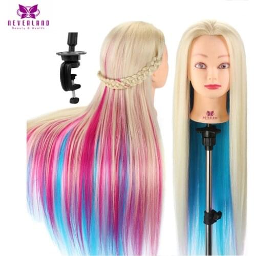 72CM Long Thick Hair Hairdressing Doll Mannequin Head for Hairstyles Colorful Pink Braiding Dummy Training Head + Gift