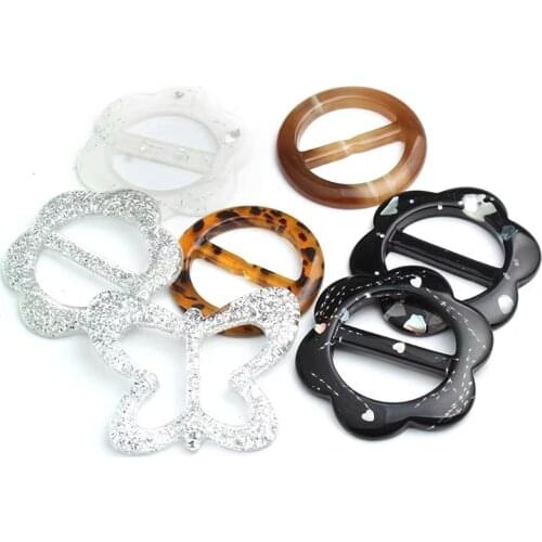 10PCS Fashion Simple Satin Ribbon Headband Clothing Accessories Resin Belt Ring Buckle T-shirt Corner Adjustment Knotted Buttons