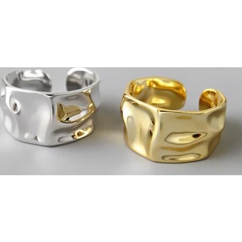Fashion Irregular Concave Convex Gold Silver Color Ring Width Open Finger Ring For Women Men Jewelry