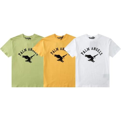 Palm Angels 22SS letters Logo Men and Women Couples Eagle Pattern Fashion Casual Round Neck Short Sleeve T-shirt high quality