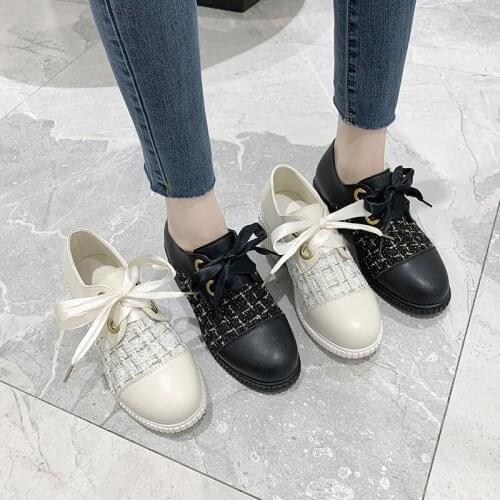 2020 spring new ladies single shoes Stylish sweet lattice cross straps comfortable square non-slip wild walking shoes U29-09