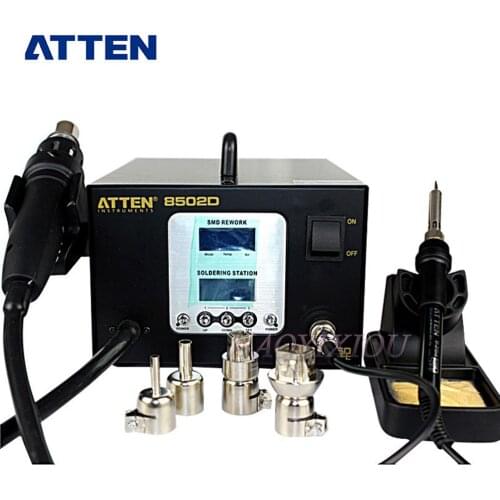 ATTEN AT8502D 220V/110V Lead Free Soldering Station SMD Rework Station ATTEN 8502D Advanced Hot Air Soldering Station