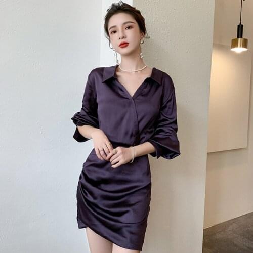 Spring Sexy Dress For Women Clothes Long Sleeve Deep V-neck Blouse Dresses Stretch Elegant Female Vestidos Party OL DR013