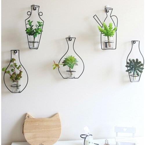 Wire Vase Dry Fresh Simulation Flower Arrangement Handicraft Nordic Style DIY Creative Iron Wall Hanging Flower Stand Decoration