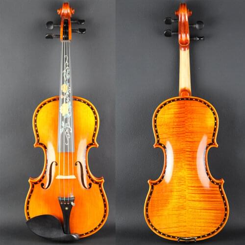 Violin 4/4 Flamed Violin With Mozart Carving 바이올린 كمان4/4 Mozart Violin Fully Hand-made скрипка Strong Tone！Free Case And Bow