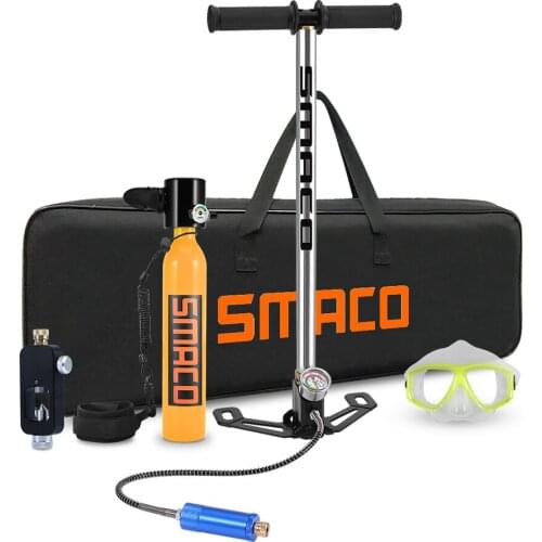 NEW SMACO Mini Scuba Diving Tank Equipment, Dive Cylinder with 8 Minutes Capability, 0.5 Litre Capacity with Refillable Design